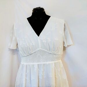 Elegant White Maxi Dress with Delicate Texture